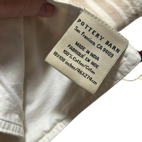 Pottery Barn French Stripe Cotton/Linen Table Runner, 18 x 108 Beige Tan Cottage - Picture 3 of 9